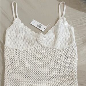 Frankie’s Bikinis White Colette Crochet Cami Top NWT